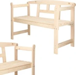 Merkloos Springos Tuinbank | Tuinbankje | Zitbank Buiten | Naaldhout | 119 X 78 X 45 Cm | Licht -Tuinmeubel Winkel 1200x1178