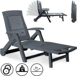 Casaria Ligstoel Zircone – Verstelbaar/Wielen Tot 120 Kg – Antraciet -Tuinmeubel Winkel 1200x1184