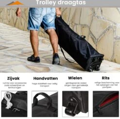 Easy Up Partytent - Partytent - Paviljoen - Partytent Opvouwbaar - Partytent 3x3 - Partytent Met Zijwanden - Inclusief Trolley - Waterdicht - UV 50+ Bescherming - Met Ramen - 16 Kg - Staal - Antraciet - 300 X 300 Cm -Tuinmeubel Winkel 1200x1188 2