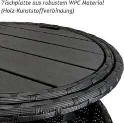 Casaria Polyrattan Zonne-Eiland Ø185cm – Incl. Kussens - Zwart Crème -Tuinmeubel Winkel 1200x1189 8