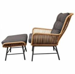 BUITEN Living Dex Wicker Loungestoel Tuin Incl. Wicker Voetenbank | Wicker + Aluminium | Bamboe Antraciet -Tuinmeubel Winkel 1200x1190 3