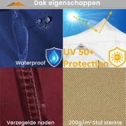 Easy Up Partytent - Partytent - Paviljoen - Partytent Opvouwbaar - Partytent 3x3 - Partytent Met Zijwanden - Inclusief Trolley - Waterdicht - UV 50+ Bescherming - Met Ramen - 16 Kg - Staal - Antraciet - 300 X 300 Cm -Tuinmeubel Winkel 1200x1195 6