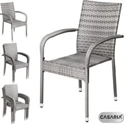 Casaria Polyrattan Tuinstoelen – 4 Stuks Stapelbaar – Grijs 14 Casaria Polyrattan Tuinstoelen – 4 Stuks Stapelbaar – Grijs -Tuinmeubel Winkel 1200x1198 5
