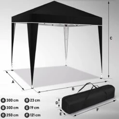 Sens Design Partytent Opvouwbaar - 3 X 3m - Zwart -Tuinmeubel Winkel 1200x1199 13