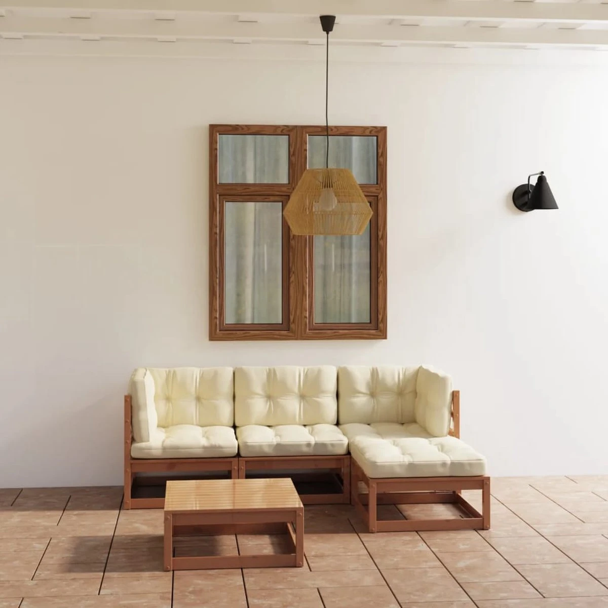 VidaXL 5-delige Loungeset Met Kussens Massief Grenenhout 16 VidaXL 5-delige Loungeset Met Kussens Massief Grenenhout - Afbeelding 16