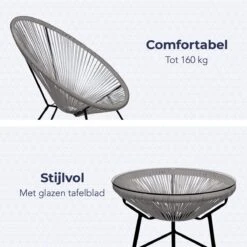 LifeGoods Acapulco Bistroset - 3-Delig - Tuinset Met Bijzettafel - Grijs -Tuinmeubel Winkel 1200x1200 1059