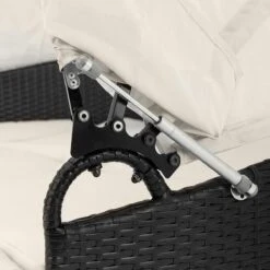 Casaria Polyrattan Zonne-Eiland Ø185cm – Incl. Kussens - Zwart Crème -Tuinmeubel Winkel 1200x1200 1089