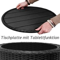 Casaria Polyrattan Zonne-Eiland Ø185cm – Incl. Kussens - Zwart Crème -Tuinmeubel Winkel 1200x1200 1094