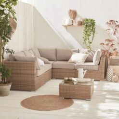 Premium Loungeset - VITTORIA - Rond Wicker– 5 Plaatsen, Naturel/beige -Tuinmeubel Winkel 1200x1200 1137