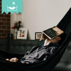 Dubbele Hangmat Zwart Met Spreidstok - 1 Of 2 Persoons - Lig Oppervlak 190x150cm - Lengte 260cm -Tuinmeubel Winkel 1200x1200 1285