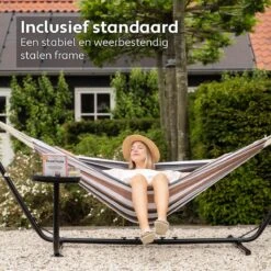 Vita5 Hangmat Met Standaard – 2 Persoons – Incl. Bekerhouder – 205kg Draaggewicht – Blauw/Wit/Bruin -Tuinmeubel Winkel 1200x1200 1287