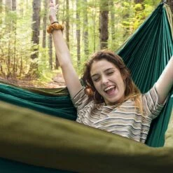 Kanyon Hangmat - Incl. Karabijnhaken En Riemen - Licht Parachutestof - 260 X 140 Cm - Tot 200kg - Groen/Khaki -Tuinmeubel Winkel 1200x1200 1306