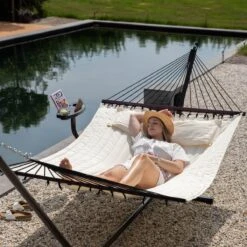 Vita5 Hangmat Met Standaard En Spreidstok – 2 Persoons – Incl. Bekerhouder - Afneembaar Kussen – Uv-bestendig – Beige -Tuinmeubel Winkel 1200x1200 1333