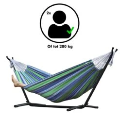 Hangmat Met Standaard En Opbergtas – 2 Persoons – Max. Draaggewicht 200Kg – Hangmatset – Hangmatten – Hang Mat Voor Binnen En Buiten – Hangmatstandaard – Hammock – Blauw / Groen -Tuinmeubel Winkel 1200x1200 1346