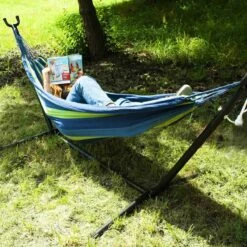Hangmat Met Standaard En Opbergtas – 2 Persoons – Max. Draaggewicht 200Kg – Hangmatset – Hangmatten – Hang Mat Voor Binnen En Buiten – Hangmatstandaard – Hammock – Blauw / Groen -Tuinmeubel Winkel 1200x1200 1348