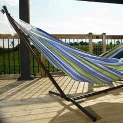 Hangmat Met Standaard En Opbergtas – 2 Persoons – Max. Draaggewicht 200Kg – Hangmatset – Hangmatten – Hang Mat Voor Binnen En Buiten – Hangmatstandaard – Hammock – Blauw / Groen -Tuinmeubel Winkel 1200x1200 1349