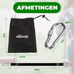 4House Ophang Koord Voor Hangmat, Hangstoel / Schommel - Hangmat Bevestigingsset Inclusief Haken - Karabijnhaak - Hangmat Standaard -Schommelophangset - Hangmat Ophangsysteem -150cm - Tot 1000kg - Boomvriendelijke Hangmat Ophangset - Set Van 2Stuks -Tuinmeubel Winkel 1200x1200 1351