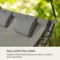 Blumfeldt Palermo Schommelbank - Hollywoodschommel 130 X 207 Cm - Ligbed Met Dak - Schommelstoel Voor 2 Personen - Tuinbank Inclusief Nekkussens - Stalen Frame En Polyester Dak - Grijs -Tuinmeubel Winkel 1200x1200 157