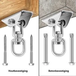 Luxe Ophangsysteem - 180° Schommelen, 360° Roteerbaar - Plafondhaak - Ophanghaak - Hangstoel Buiten - Hangstoel Binnen – Schommelstoel - Schommel - Bokszakken - RVS - Nederlandse Handleiding - -Tuinmeubel Winkel 1200x1200 230