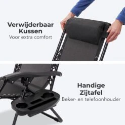 LifeGoods Opvouwbare Tuinstoelen - Verstelbaar Zonnescherm - 2 Stuks - 30°-90° Verstelbaar - Metaal - Zwart -Tuinmeubel Winkel 1200x1200 268