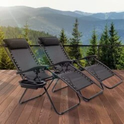 LifeGoods Opvouwbare Tuinstoelen - Verstelbaar Zonnescherm - 2 Stuks - 30°-90° Verstelbaar - Metaal - Zwart -Tuinmeubel Winkel 1200x1200 271