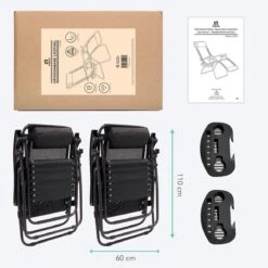 LifeGoods Opvouwbare Tuinstoelen - Verstelbaar Zonnescherm - 2 Stuks - 30°-90° Verstelbaar - Metaal - Zwart -Tuinmeubel Winkel 1200x1200 274