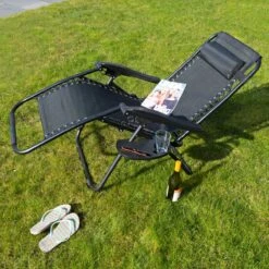 Luxe Ligstoel Met Hoofdsteun & Voetsteun - Verstelbare Rugleuning - Zonnebed Relaxstoel Voor Tuin/Terras/Strand/Balkon/Zwembad/Camping - Inklapbaar - Weerbestendig - Zwart -Tuinmeubel Winkel 1200x1200 282