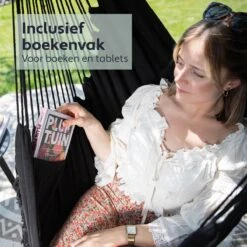 Vita5 XXL Hangstoel - Binnen&Buiten Hangnest - Incl. 2 Kussens En Boekenvak - Volwassenen&Kinderen - Hangmatstoel Tot 225kg - Zwart -Tuinmeubel Winkel 1200x1200 352