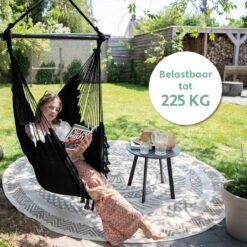 Vita5 XXL Hangstoel - Binnen&Buiten Hangnest - Incl. 2 Kussens En Boekenvak - Volwassenen&Kinderen - Hangmatstoel Tot 225kg - Zwart -Tuinmeubel Winkel 1200x1200 354