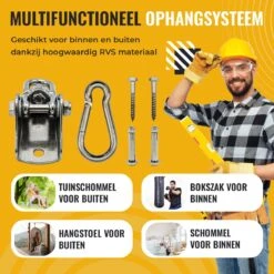 Itstrong® Plafondhaak Ophangsysteem Voor Binnen & Buiten – Ophanghaak Voor Bokszak – Schommel – Schommelstoel – Hangstoel - RVS -Tuinmeubel Winkel 1200x1200 405