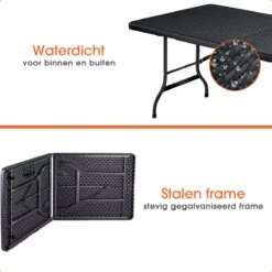 Lenx Klaptafel - Inklapbare Tafel - Opvouwbare Tuintafel - Vouwtafel - Inclusief Handvat En 2 Tafelkleden - 180x75x74cm - 6 Tot 8 Personen -Tuinmeubel Winkel 1200x1200 551