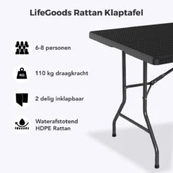 LifeGoods Klaptafel - Inklapbaar - 180 Cm - 6 Tot 8 Personen - Zwart -Tuinmeubel Winkel 1200x1200 563