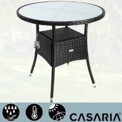 Casaria Polyrattan Bijzettafel 80cm Rond - 5mm Veiligheidsglas – Zwart 12 Casaria Polyrattan Bijzettafel 80cm Rond - 5mm Veiligheidsglas – Zwart -Tuinmeubel Winkel 1200x1200 592