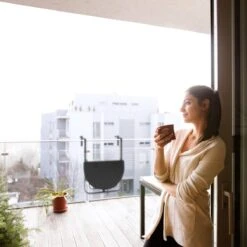 Relaxdays Balkontafel Inklapbaar, Balkon Tafel Rotan, Hangtafel Reling - Zwart -Tuinmeubel Winkel 1200x1200 597