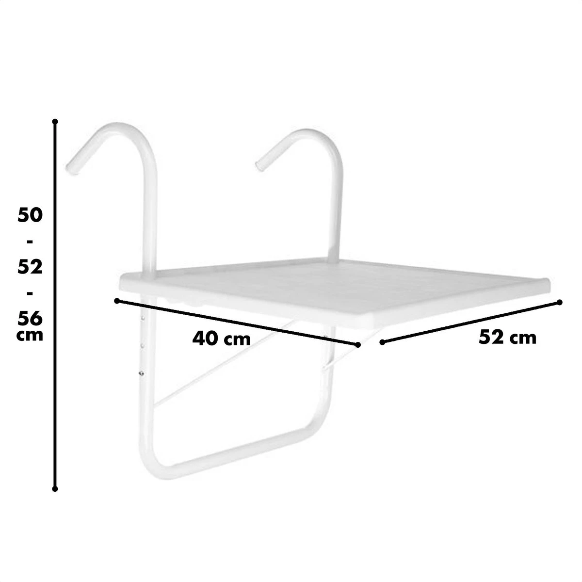 Luxe Inklapbare Balkontafel – 52 X 40 X 56cm – Wit – Hangend – Balkonbar – Balkontafels – Balkontafeltje – Hangtafel Balkon – Balcony Table – Voor Aan Het Balkon – Ophangbaar – Opklapbaar – Tafel – Inklapbaar – Buiten – Tafeltje – Klaptafel 2 Luxe Inklapbare Balkontafel – 52 X 40 X 56cm – Wit – Hangend – Balkonbar – Balkontafels – Balkontafeltje – Hangtafel Balkon – Balcony Table – Voor Aan Het Balkon – Ophangbaar – Opklapbaar – Tafel – Inklapbaar – Buiten – Tafeltje – Klaptafel - Afbeelding 2