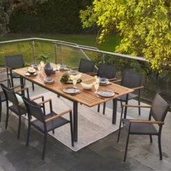 NATERIAL - Uitschuifbare Tuintafel ORIS - Uitschuifbare Tafel Voor 6 Tot 8 Personen - 180-240x100 Cm - Aluminium - Hout Eucalyptus -Tuinmeubel Winkel 1200x1200 616