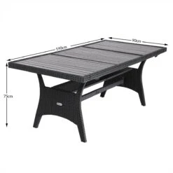Casaria Polyrattan Tuintafel - WPC Tafelblad 190x90x74 Cm – Zwart -Tuinmeubel Winkel 1200x1200 676