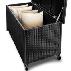 Casaria Wicker Opbergbox - Waterdicht 121,5cm Met Wielen - Grijs -Tuinmeubel Winkel 1200x1200 732