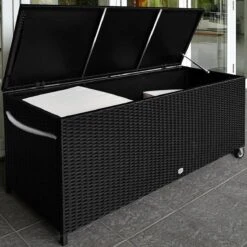 Casaria Wicker Opbergbox - Waterdicht 121,5cm Met Wielen - Grijs -Tuinmeubel Winkel 1200x1200 733