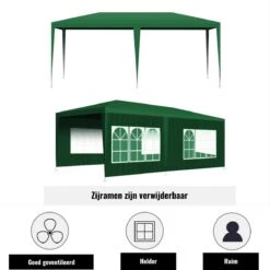 Merkloos Partytent - Paviljoen Opvouwbaar - Easy Up Tuintent Met Zijpanelen - Groen/ 6m X 3m/ 120g/m² -Tuinmeubel Winkel 1200x1200 751