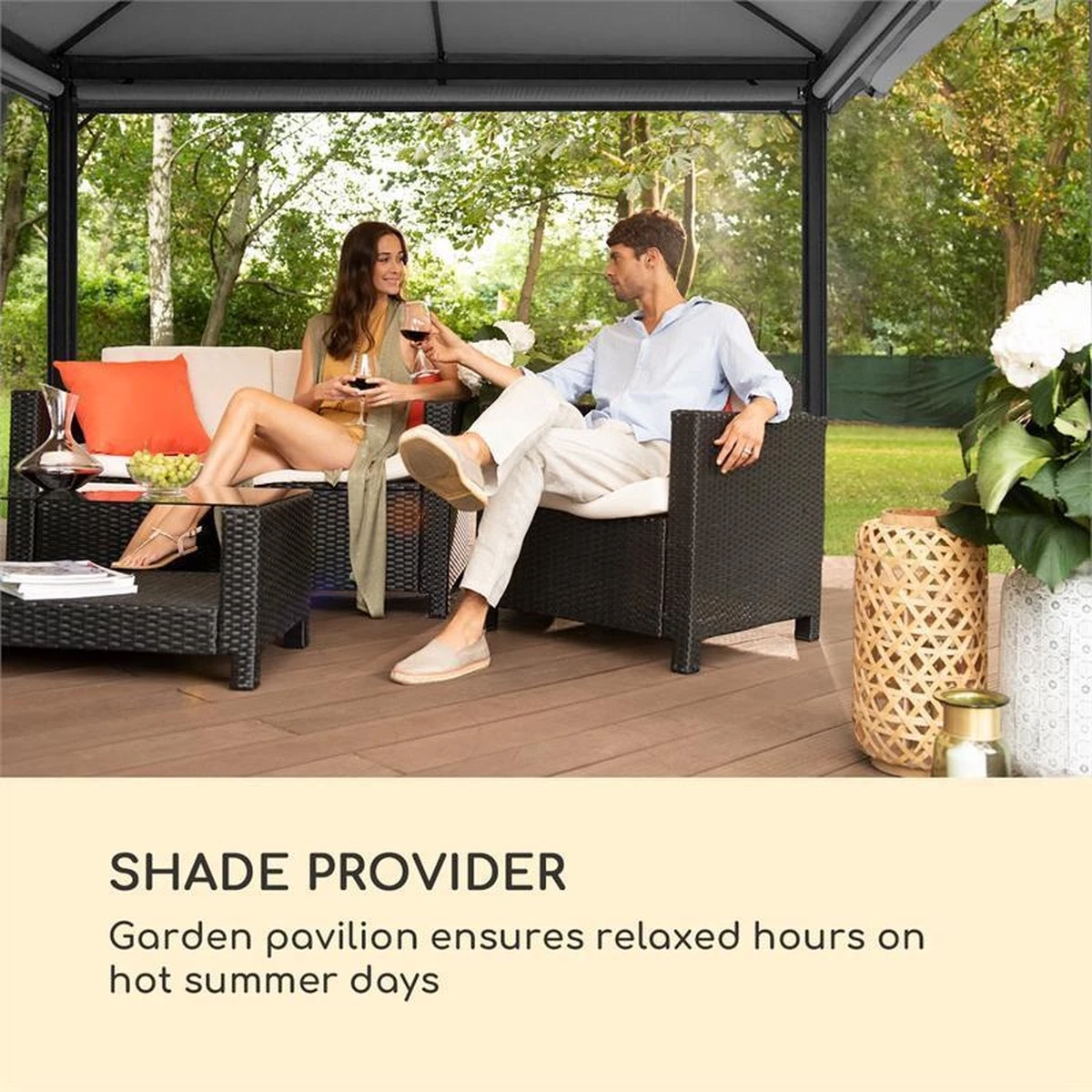 Blumfeldt Grandezza Cortina Tuinpaviljoen , 6 X6 Cm Stalen Frame Met Poedercoating , Overdekt Oppervlak Van 3 X 4 Meter , Polyester 3 Blumfeldt Grandezza Cortina Tuinpaviljoen , 6 X6 Cm Stalen Frame Met Poedercoating , Overdekt Oppervlak Van 3 X 4 Meter , Polyester - Afbeelding 3