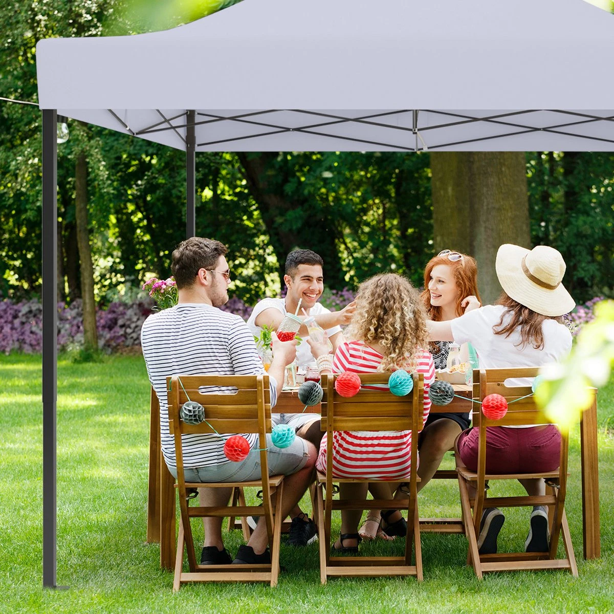 LifeGoods Partytent - 3x3 M - Zijwanden - Easy Up - Opvouwbaar - Waterdicht - Draagtas Met Wieltjes - Donkergrijs 4 LifeGoods Partytent - 3x3 M - Zijwanden - Easy Up - Opvouwbaar - Waterdicht - Draagtas Met Wieltjes - Donkergrijs - Afbeelding 4