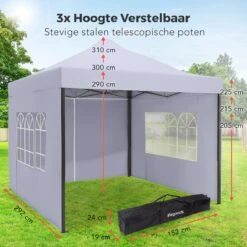 LifeGoods Partytent - 3x3 M - Zijwanden - Easy Up - Opvouwbaar - Waterdicht - Draagtas Met Wieltjes - Donkergrijs 23 LifeGoods Partytent - 3x3 M - Zijwanden - Easy Up - Opvouwbaar - Waterdicht - Draagtas Met Wieltjes - Donkergrijs -Tuinmeubel Winkel 1200x1200 768