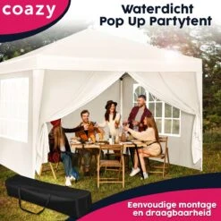 Waterdichte Partytent 3x3 Meter Opvouwbaar Met Zijwanden- Paviljoen Met Zijpanelen - Easy Up - Pop-up Tent Met Haringen, Touw En Anti Slip Poten -Tuinmeubel Winkel 1200x1200 796