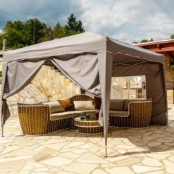 Easy Up Partytent - Partytent - Paviljoen - Partytent Opvouwbaar - Partytent 3x3 - Partytent Met Zijwanden - Inclusief Trolley - Waterdicht - UV 50+ Bescherming - Met Ramen - 16 Kg - Staal - Antraciet - 300 X 300 Cm -Tuinmeubel Winkel 1200x1200 840