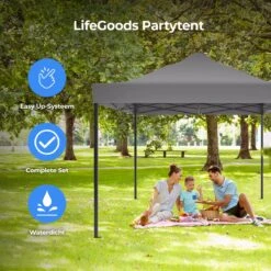 LifeGoods Partytent - 3x4.5 M - Zijwanden - Easy Up - Opvouwbaar - Waterdicht - Draagtas Met Wieltjes - Donkergrijs -Tuinmeubel Winkel 1200x1200 869