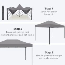 LifeGoods Partytent - 3x4.5 M - Zijwanden - Easy Up - Opvouwbaar - Waterdicht - Draagtas Met Wieltjes - Donkergrijs -Tuinmeubel Winkel 1200x1200 870