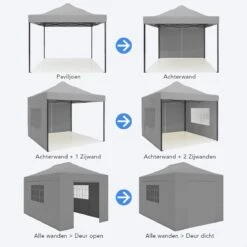 LifeGoods Partytent - 3x4.5 M - Zijwanden - Easy Up - Opvouwbaar - Waterdicht - Draagtas Met Wieltjes - Donkergrijs -Tuinmeubel Winkel 1200x1200 873