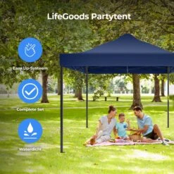 LifeGoods Partytent - 3x4.5 M - Easy Up - Opvouwbaar - Waterdicht - Draagtas Met Wieltjes - Donkerblauw -Tuinmeubel Winkel 1200x1200 878