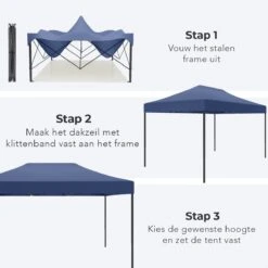LifeGoods Partytent - 3x4.5 M - Easy Up - Opvouwbaar - Waterdicht - Draagtas Met Wieltjes - Donkerblauw -Tuinmeubel Winkel 1200x1200 881